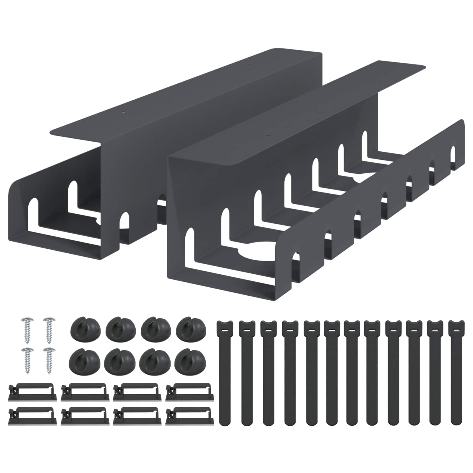 vidaXL Under Desk Cable Management Tray 2 pcs Anthracite 2