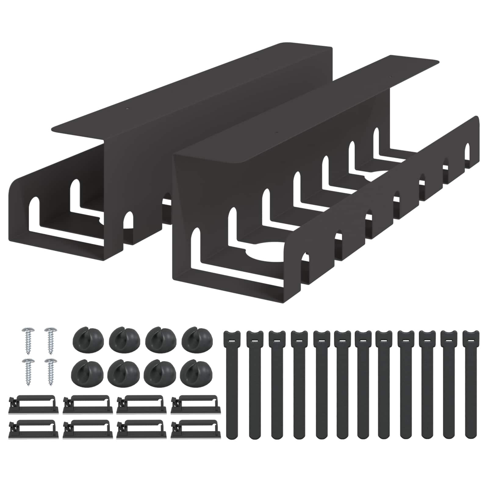 vidaXL Under Desk Cable Management Tray 2 pcs Black 43 x 10 x 10 cm 2