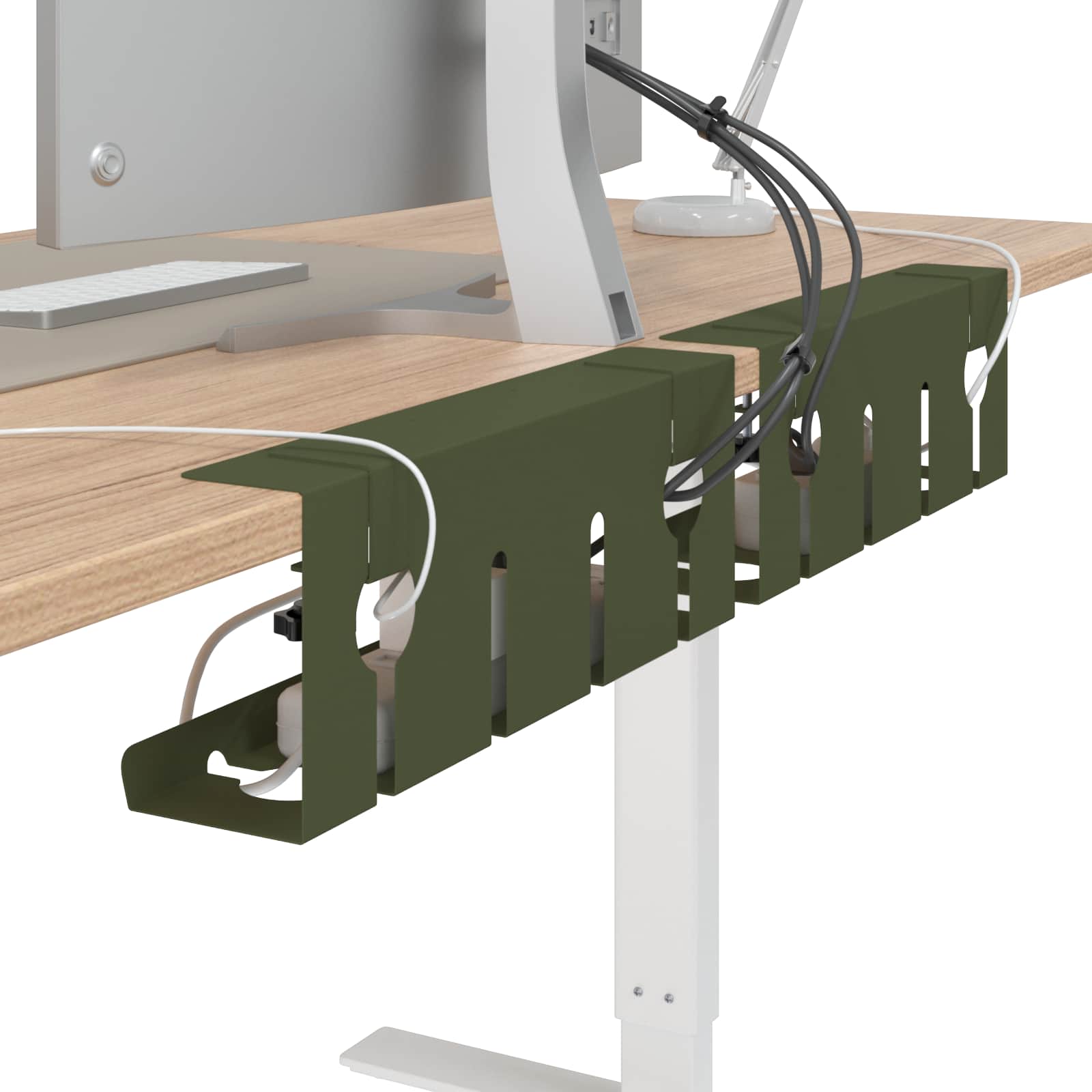 vidaXL Under Desk Cable Management Tray 2 pcs Olive Green 3