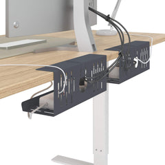 vidaXL Under Desk Cable Management Tray 2 pcs Anthracite 3