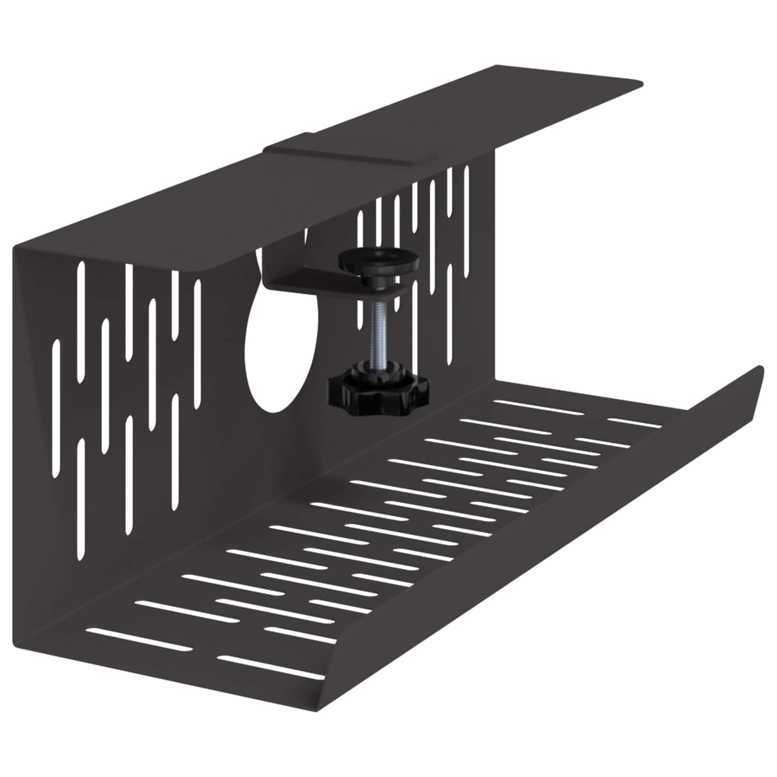 vidaXL Under Desk Cable Management Tray 2 pcs Black 35 x 12 x 13 cm 4