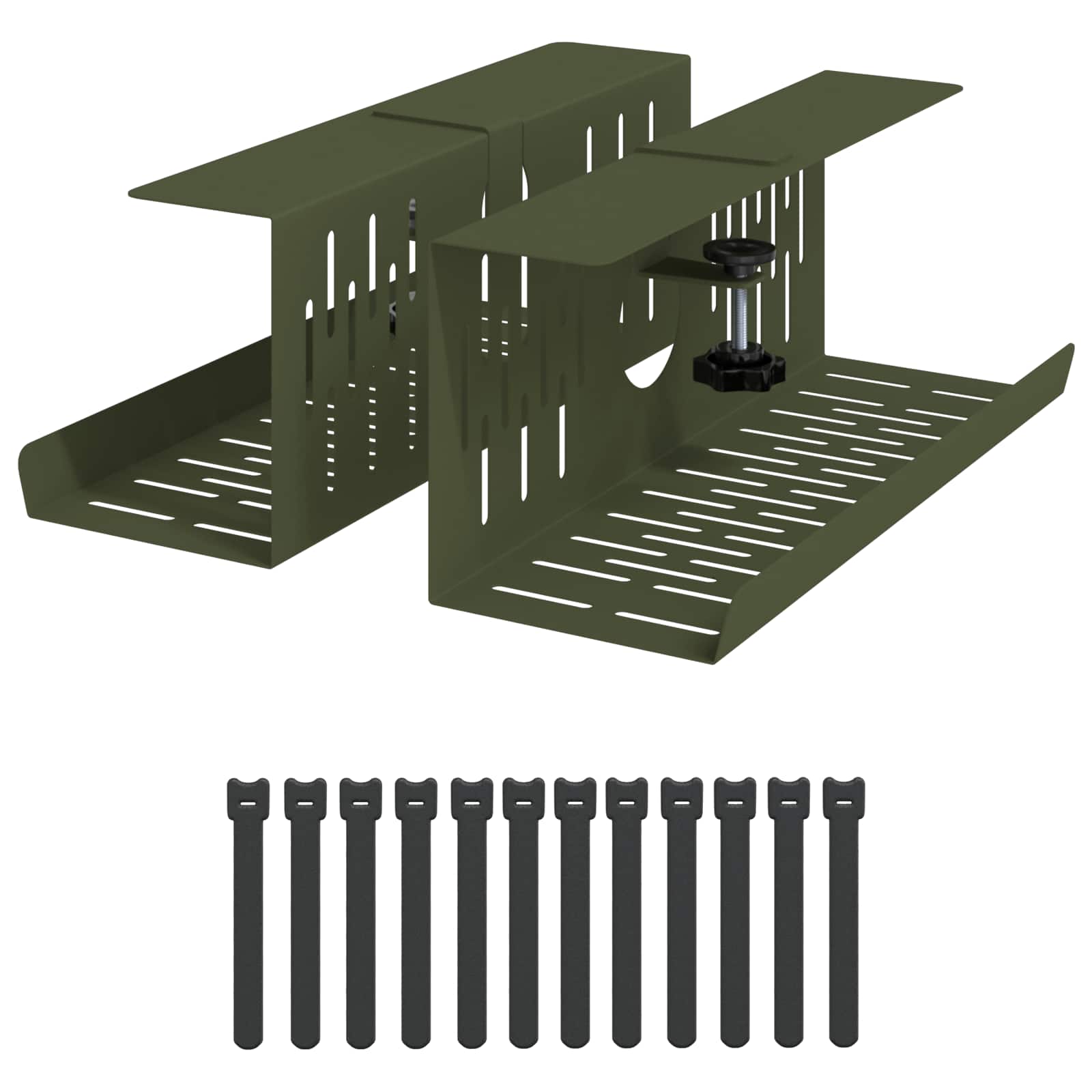 vidaXL Under Desk Cable Management Tray 2 pcs Olive Green 2