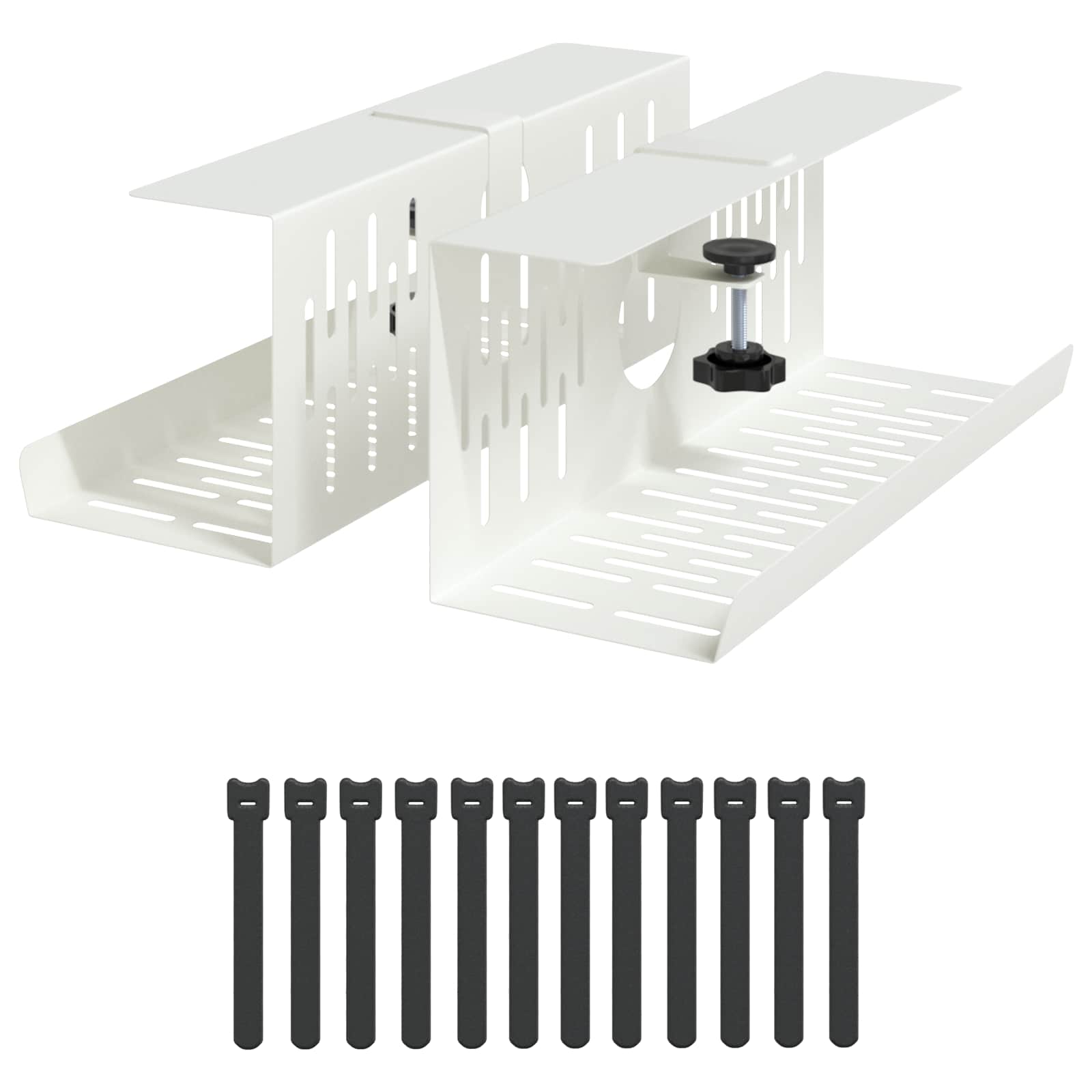 vidaXL Under Desk Cable Management Tray 2 pcs White 35 x 12 x 13 cm 2