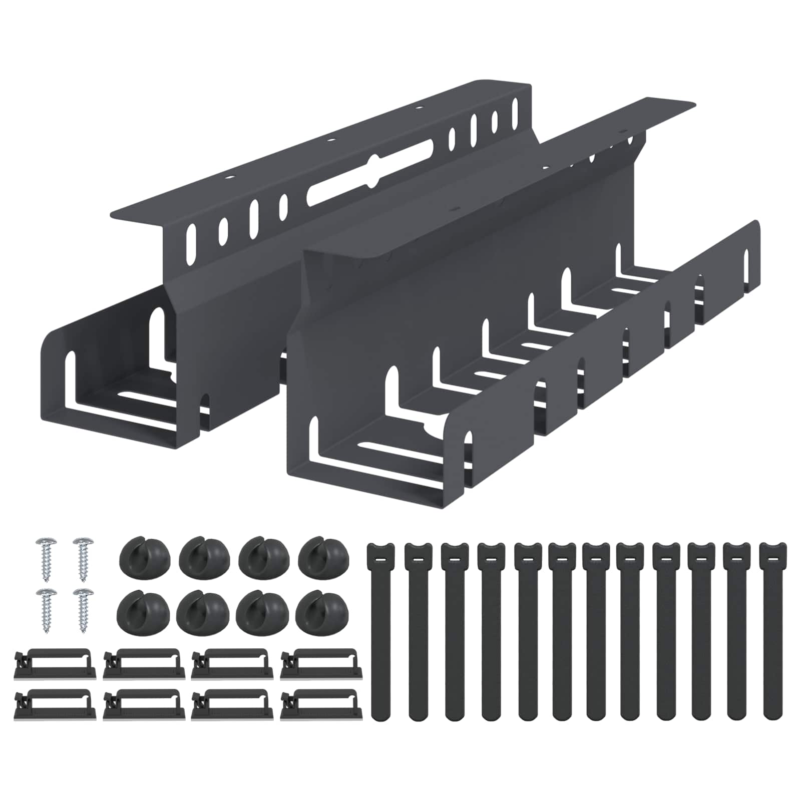 vidaXL Under Desk Cable Management Tray 2 pcs Anthracite 2
