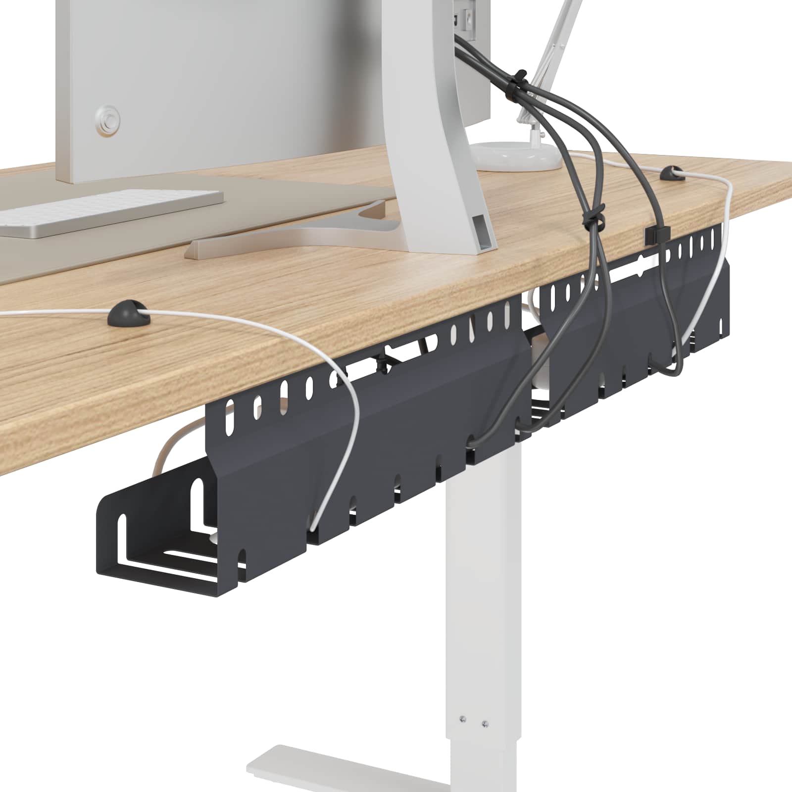 vidaXL Under Desk Cable Management Tray 2 pcs Anthracite 3