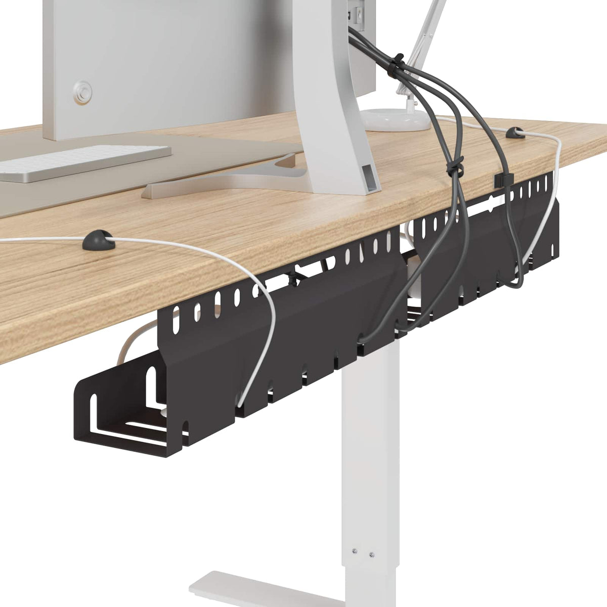 Under Desk Cable Management Tray 2 pcs Black