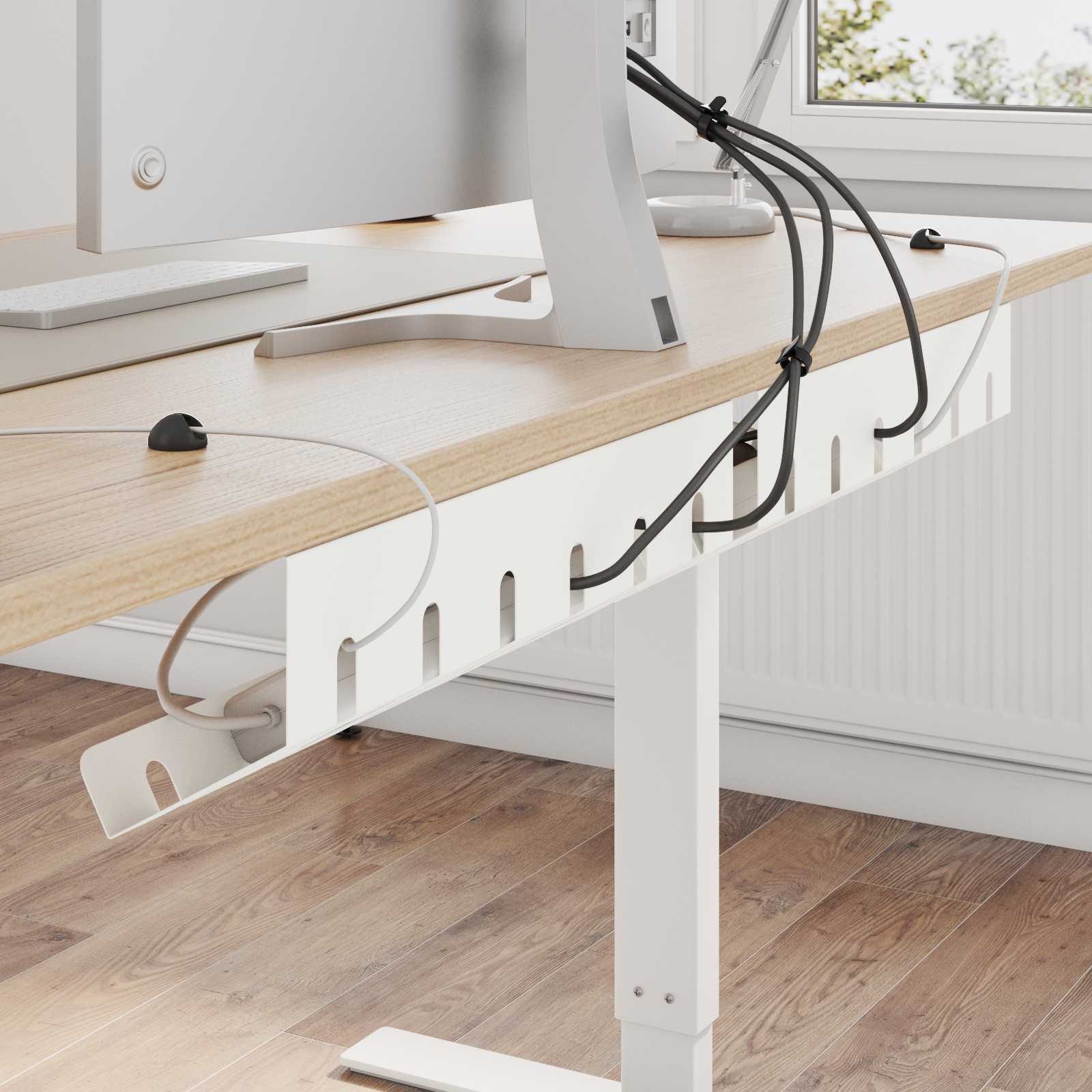 vidaXL Under Desk Cable Management Tray 2 pcs White 1