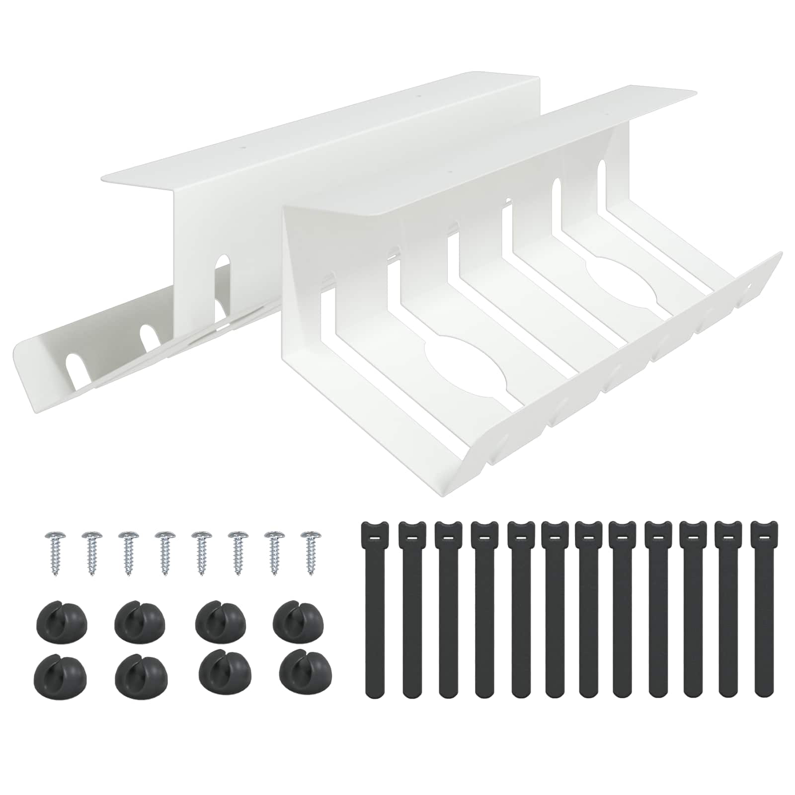 vidaXL Under Desk Cable Management Tray 2 pcs White 2
