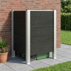 Garbage Bin Fence 85 x 85 x 115 cm Aluminium and WPC Grey 85 cm L shape