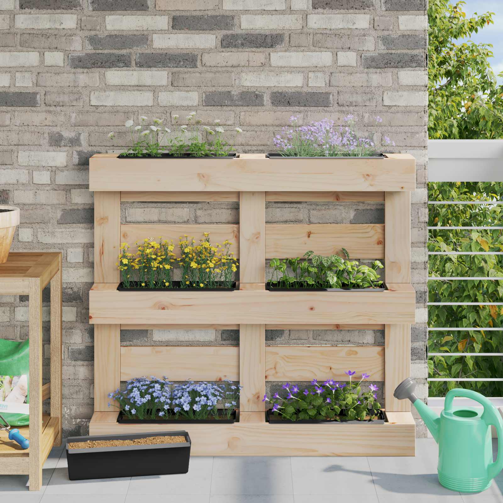 vidaXL Flower Boxes for Euro Pallets 24 pcs Black 36 x 13.5 x 9.5 cm 1