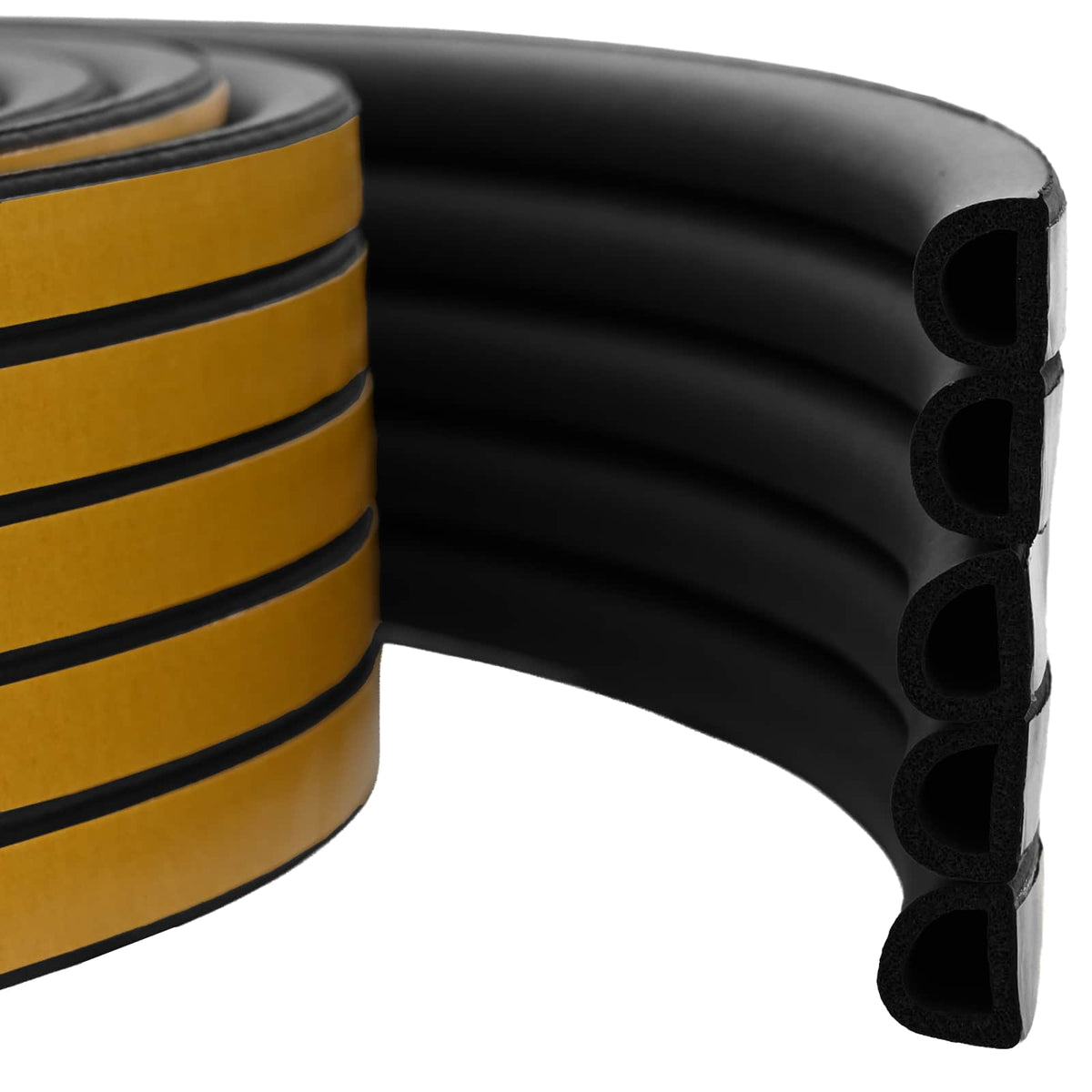 Self-Adhesive Window Seal 15 x 8 mm EPDM Foam Black Length 100 m D-profile 14 x 12