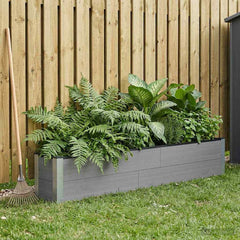 Garden Raised Bed WPC and Aluminium Grey Depth 30 cm 200 cm 36 cm