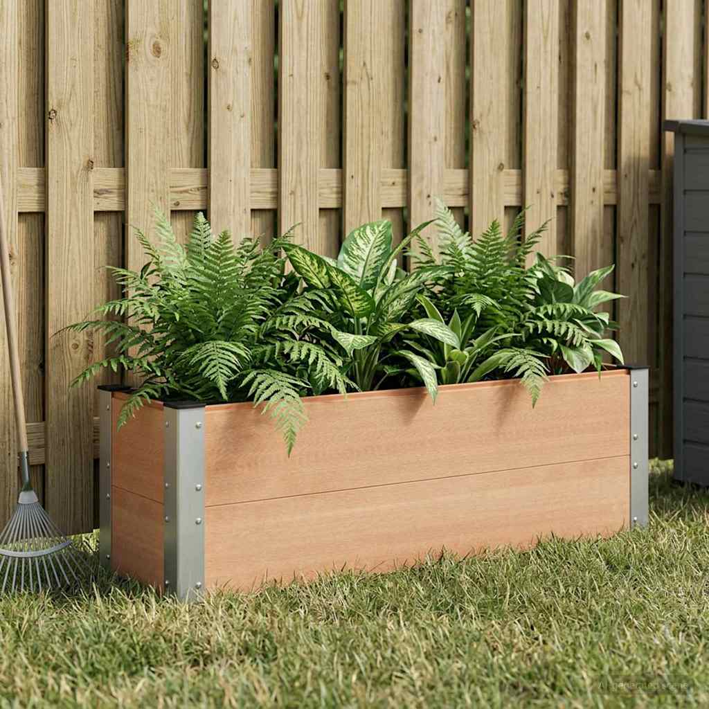 Garden Raised Bed WPC and Aluminium Brown Depth 30 cm 100 cm 72 cm