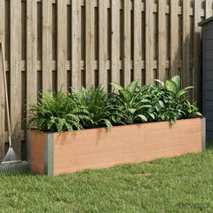 Garden Raised Bed WPC and Aluminium Brown Depth 30 cm 200 cm 36 cm