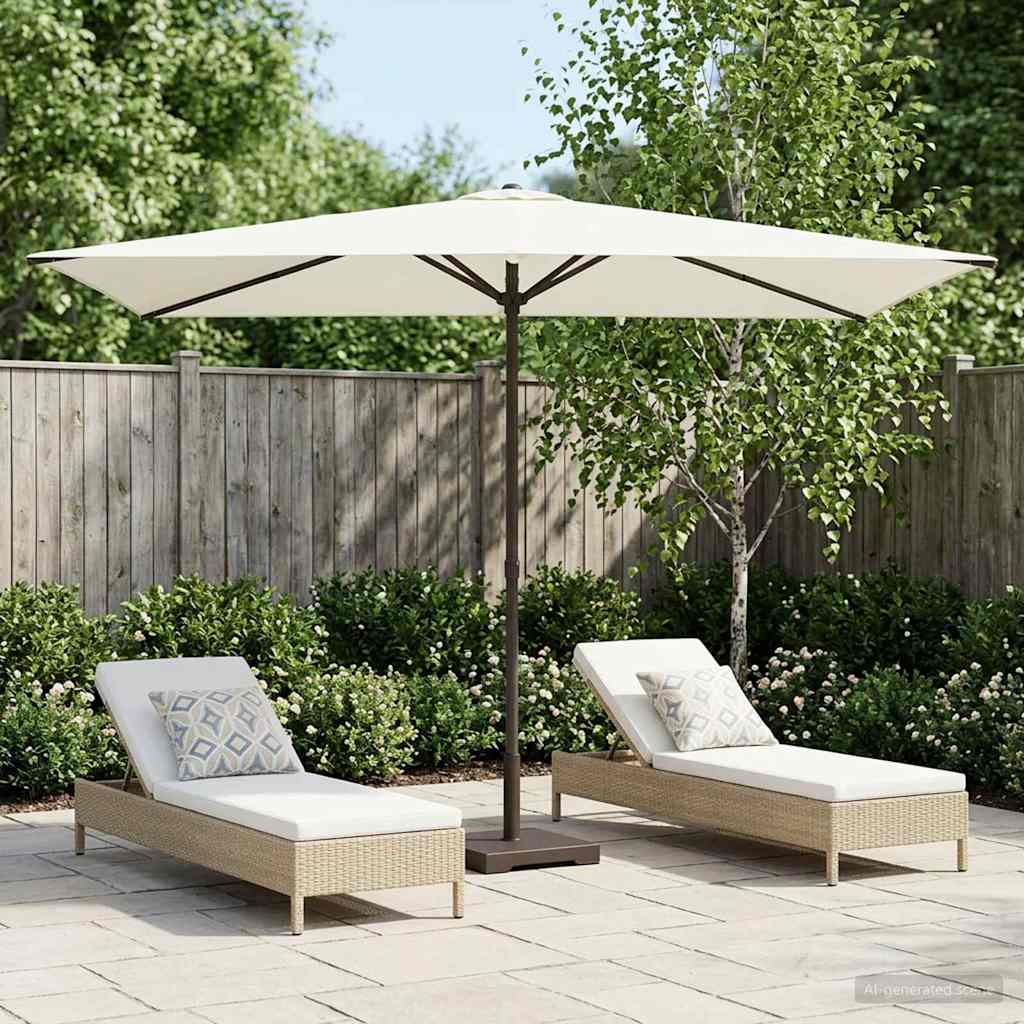 Garden Parasol Rectangular Polyester without Base Drop 3 m Cream 2 m