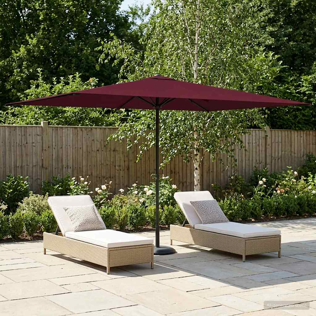 Garden Parasol Rectangular Polyester without Base Drop 3 m Bordeaux red 2 m