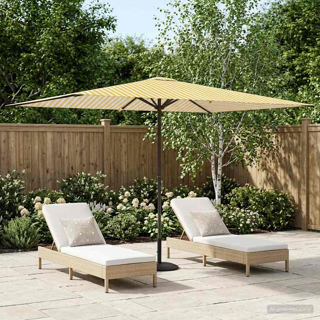 Garden Parasol Rectangular Polyester without Base Drop 3 m Yellow and white 2 m