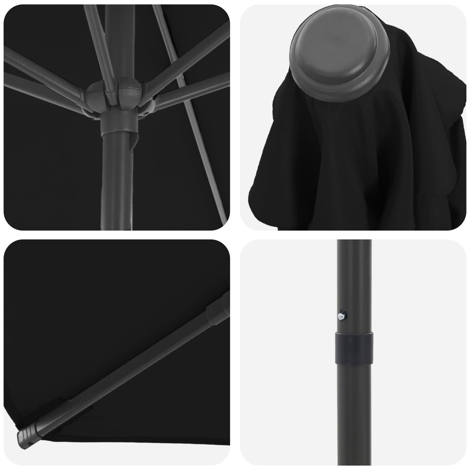 vidaXL Garden Parasol 230 x 230 cm Polyester Rectangular Black 5