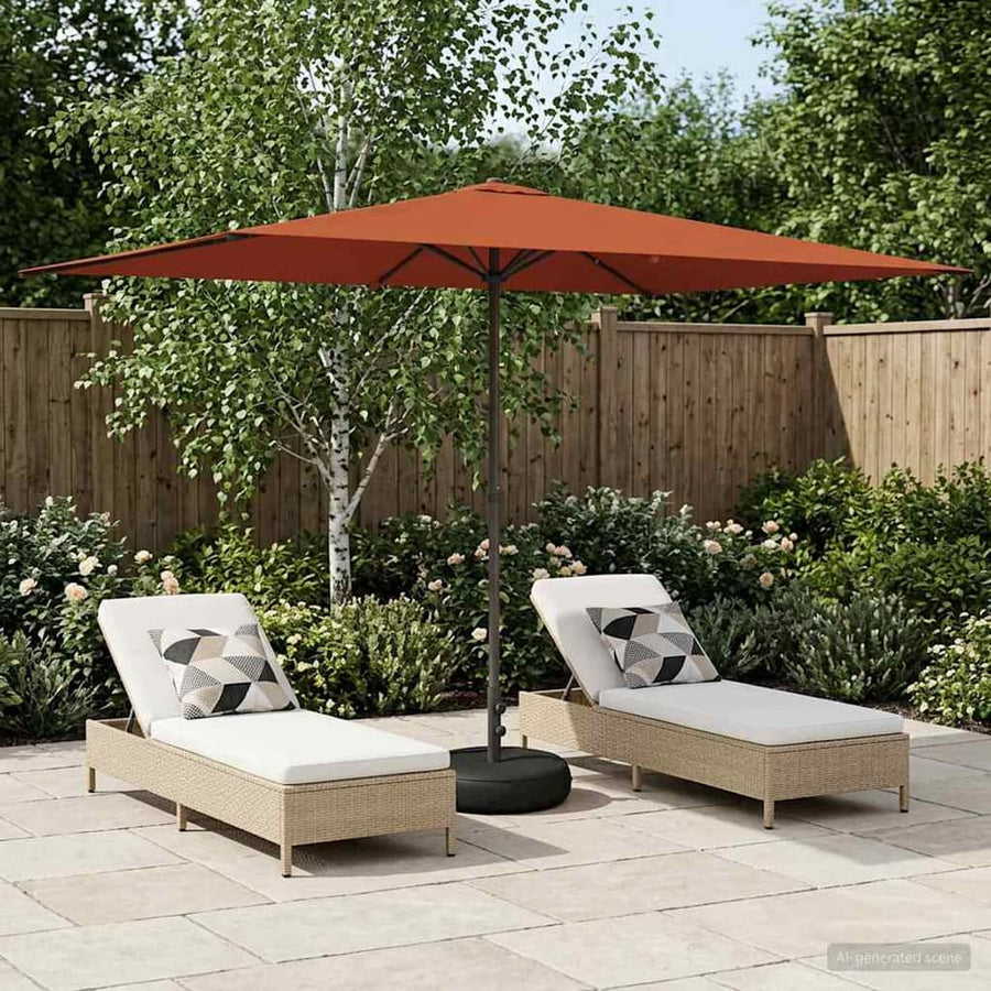 Garden Parasol with Base Rectangular Polyester