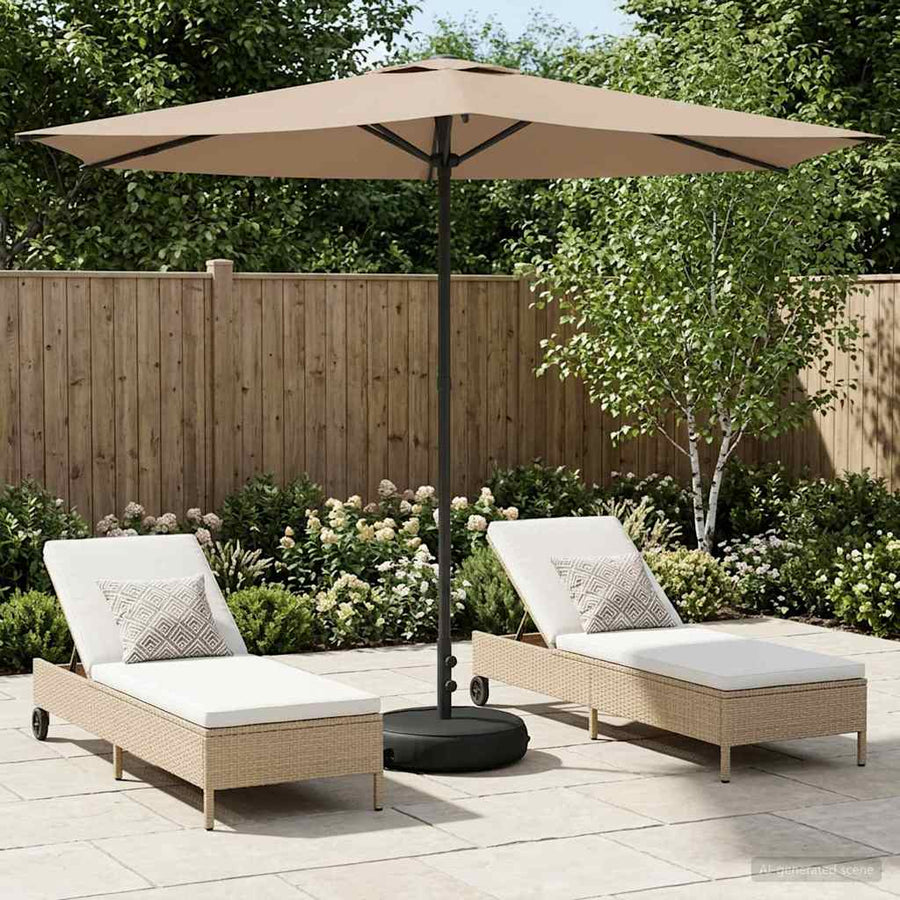 Garden Parasol with Base Rectangular Polyester
