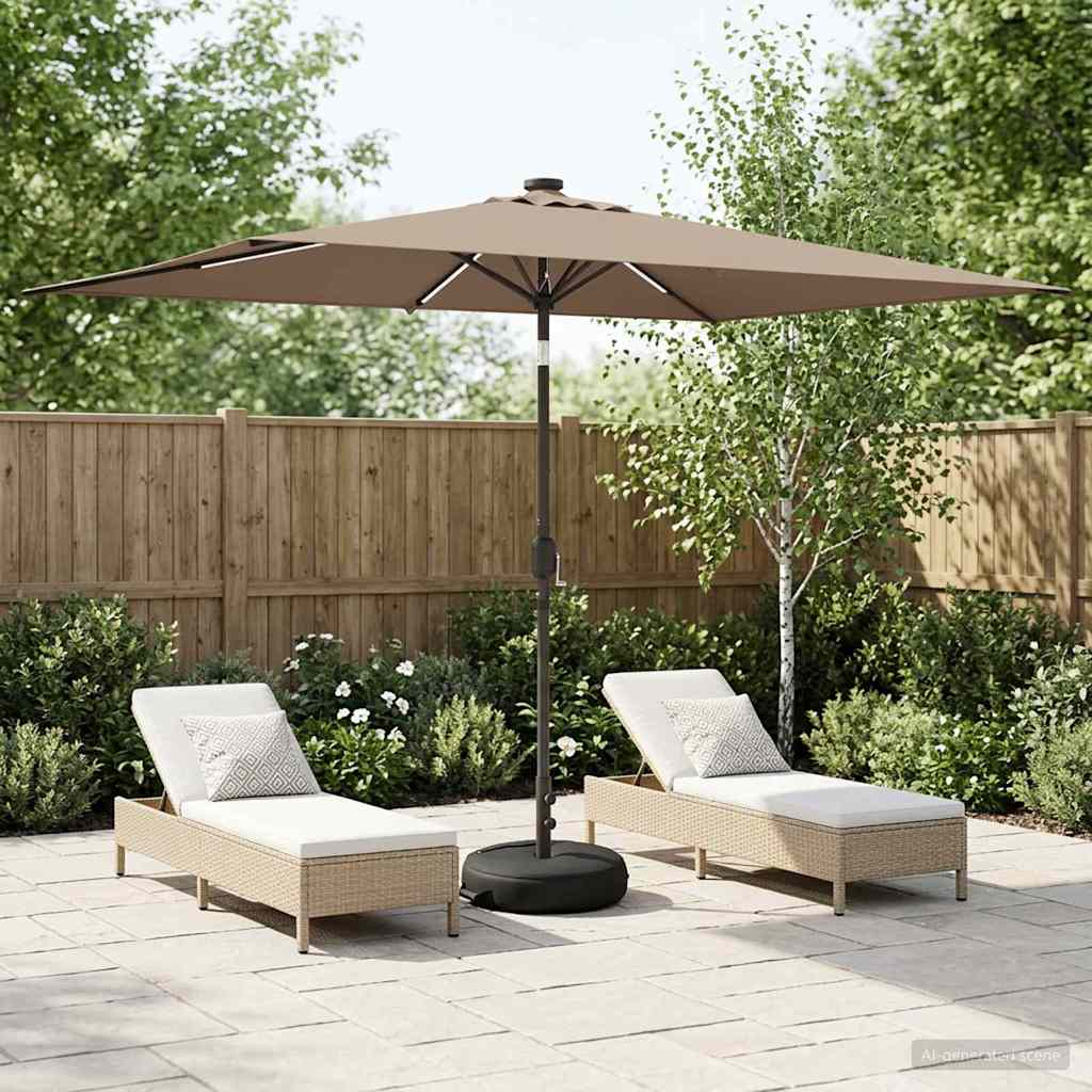 vidaXL Garden Parasol with LED Lights and Base 200 x 300 cm Polyester 1