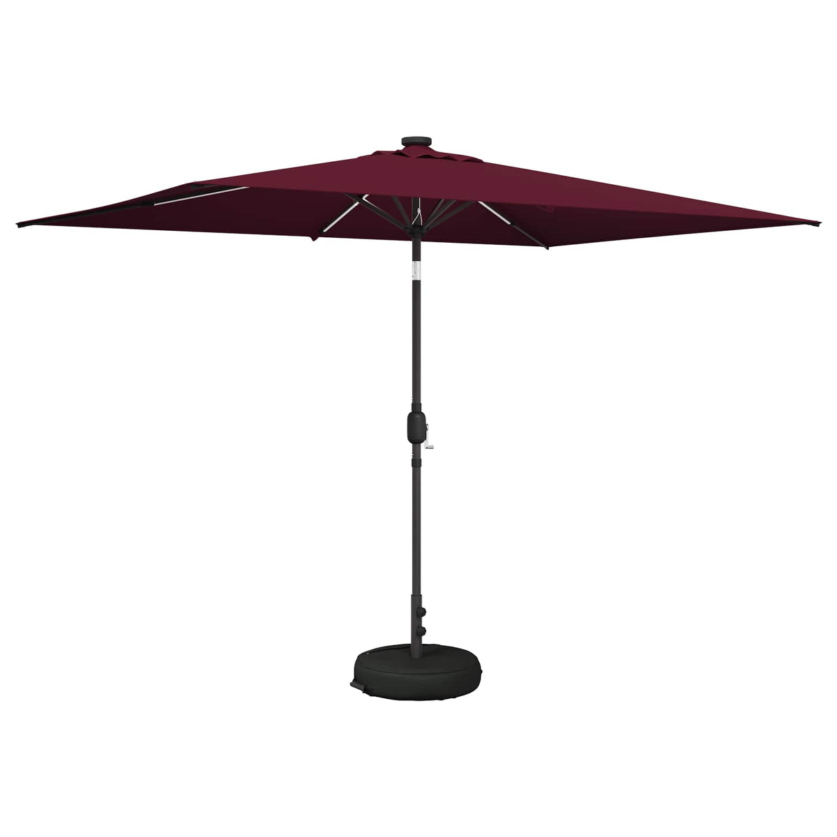 Garden Parasol with LED Lights and Base Polyester Drop 3 m Bordeaux red 2 m