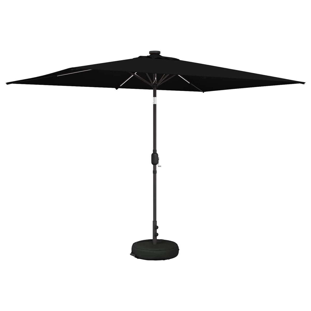 Garden Parasol with LED Lights and Base Polyester Drop 3 m Black 2 m