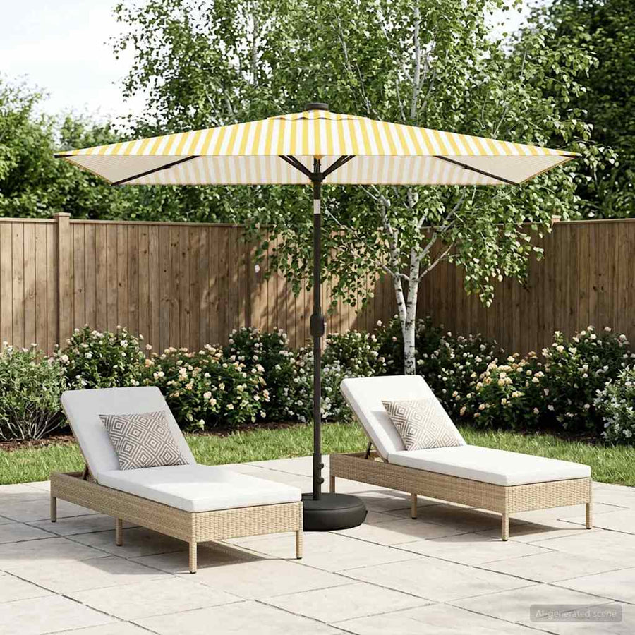 Garden Parasol with LED Lights and Base Polyester