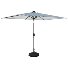 Garden Parasol with LED Lights and Base Polyester Drop 3 m Blue and white 2 m