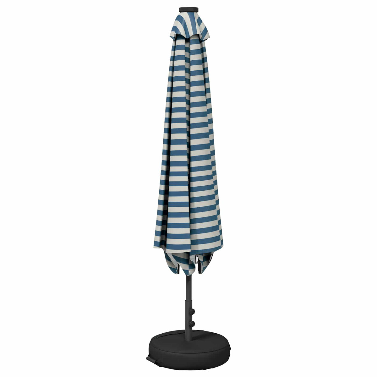 Garden Parasol with LED Lights and Base Polyester Drop 3 m Blue and white 2 m