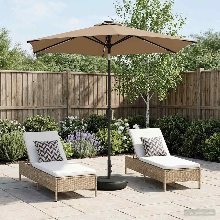 Garden Parasol with LED Lights and Base Polyester