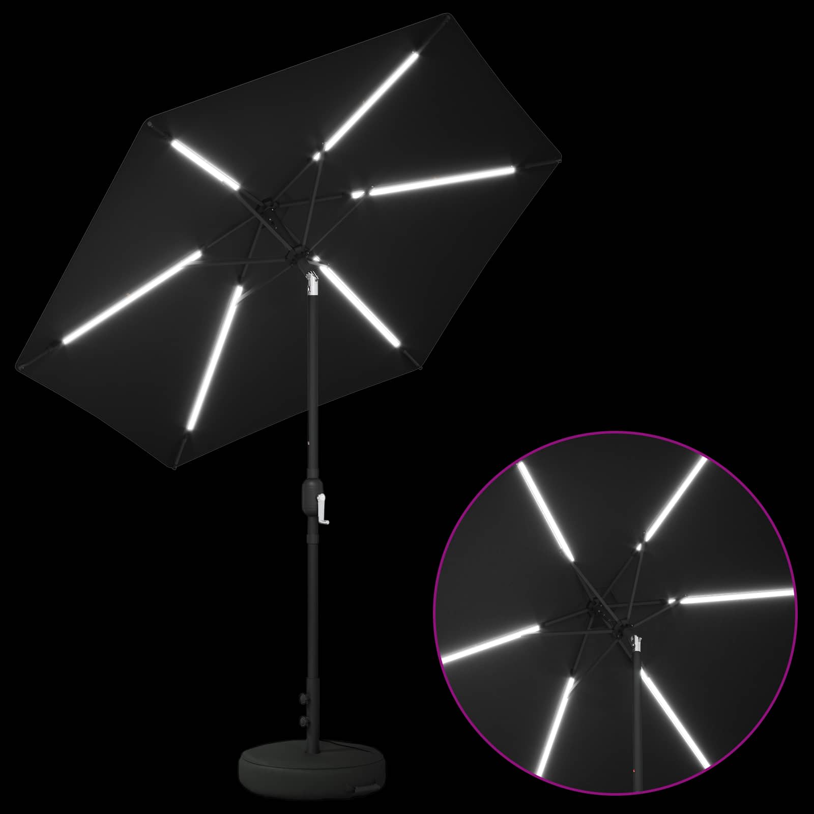 vidaXL Garden Parasol with LED Lights and Base 230 x 230 cm Polyester 4