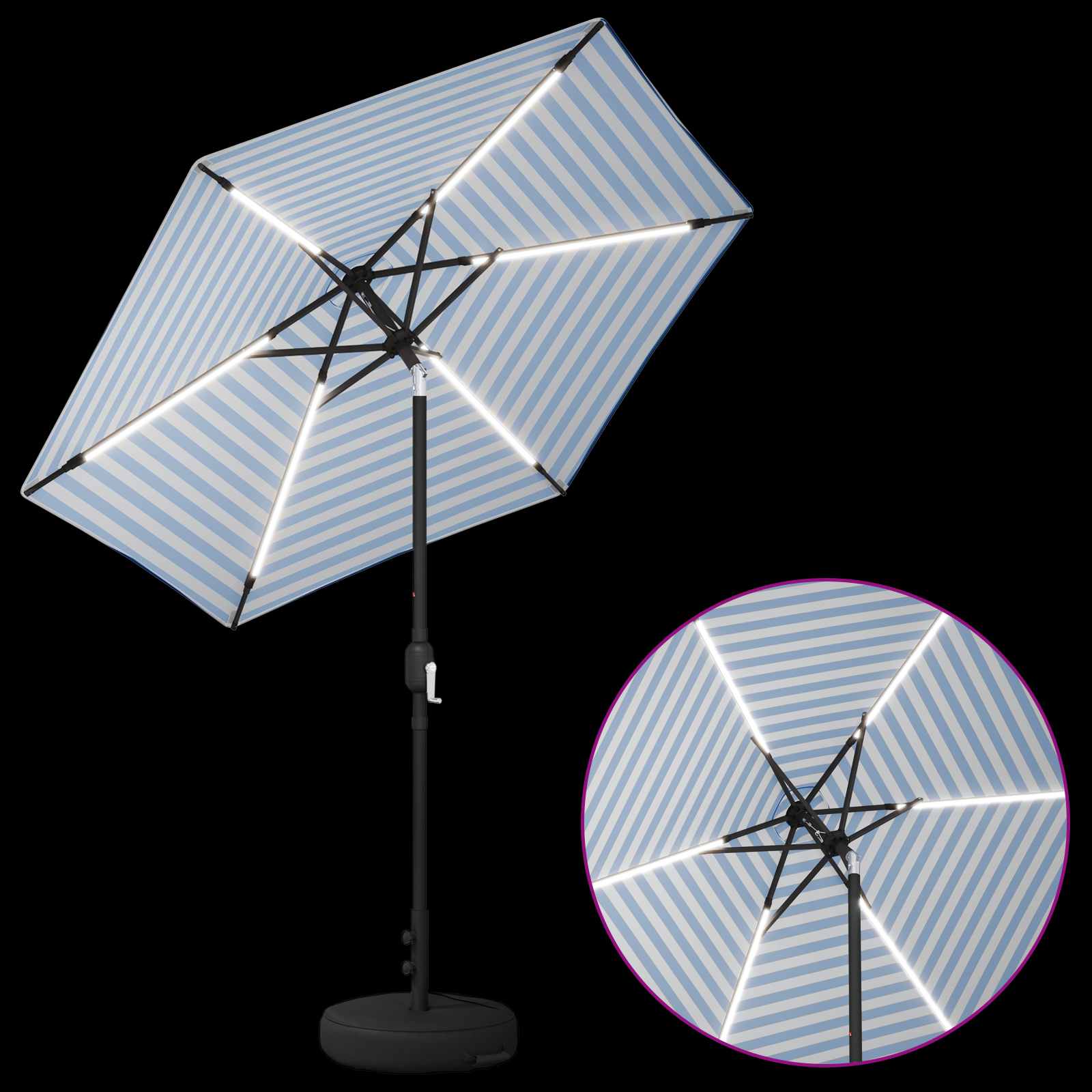 vidaXL Garden Parasol with LED Lights and Base 230 x 230 cm Polyester 4