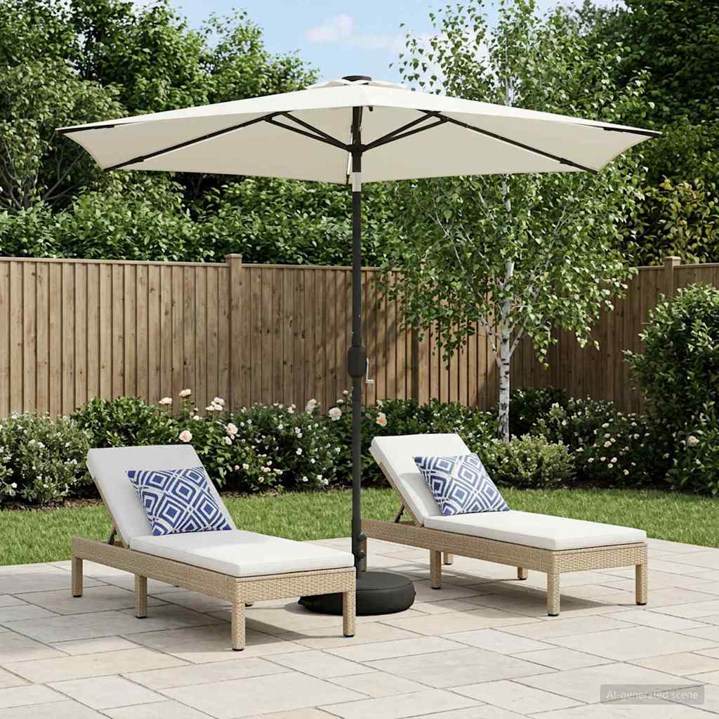 Garden Parasol with LED Lights and Base Polyester