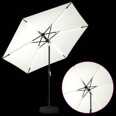 Garden Parasol with LED Lights and Base Polyester, image 4