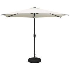 Garden Parasol with LED Lights and Base Polyester Drop 3 m Cream 3 m