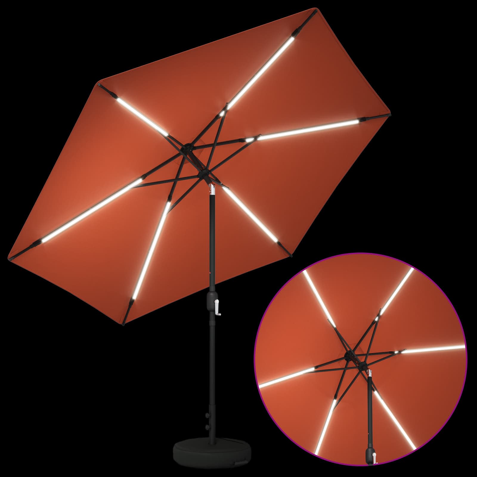 vidaXL Garden Parasol with LED Lights and Base 300 x 300 cm Polyester 4