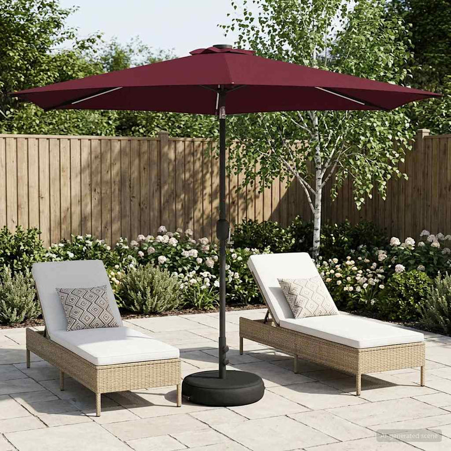 Garden Parasol with LED Lights and Base Polyester
