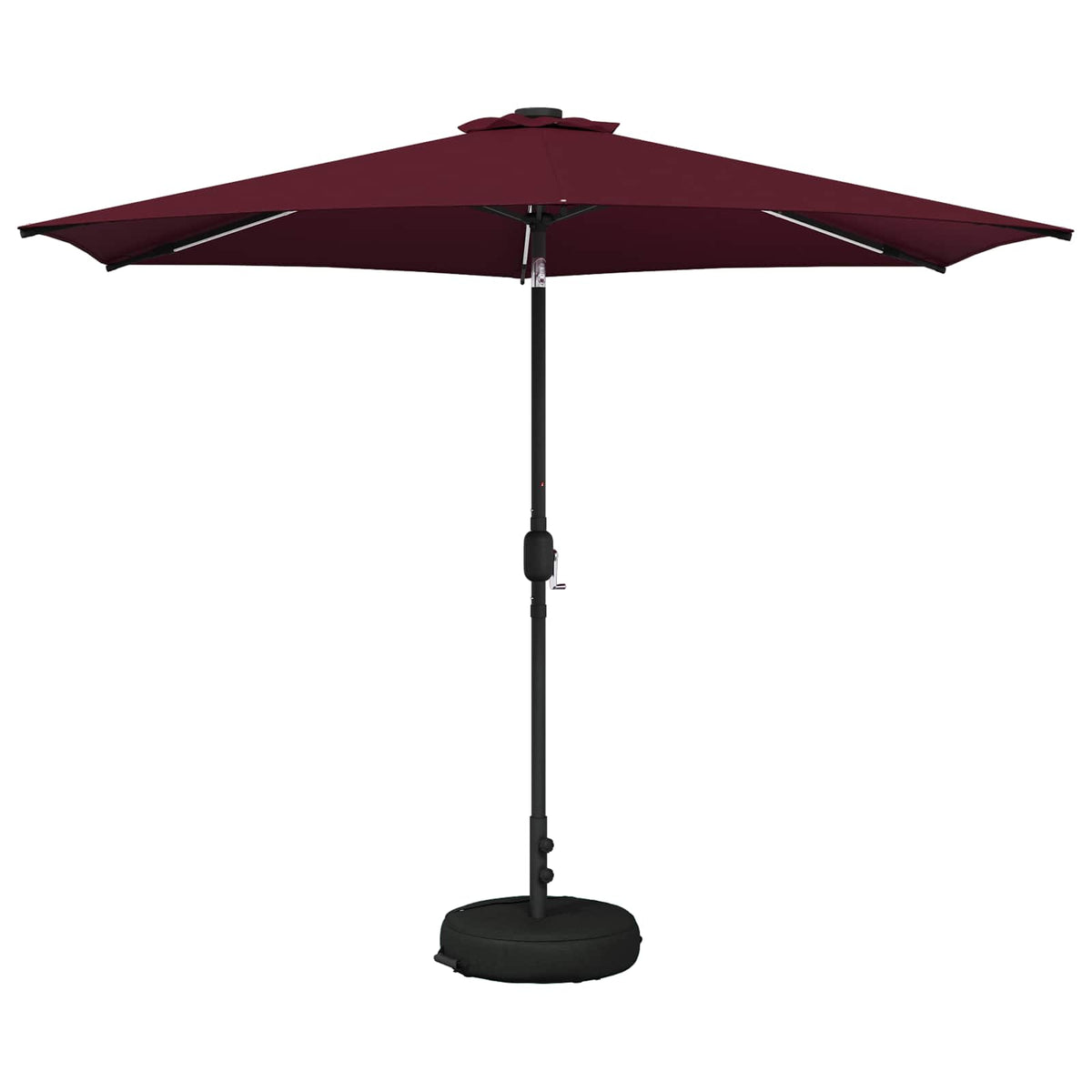 Garden Parasol with LED Lights and Base Polyester Drop 3 m Bordeaux red 3 m