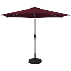 Garden Parasol with LED Lights and Base Polyester Drop 3 m Bordeaux red 3 m