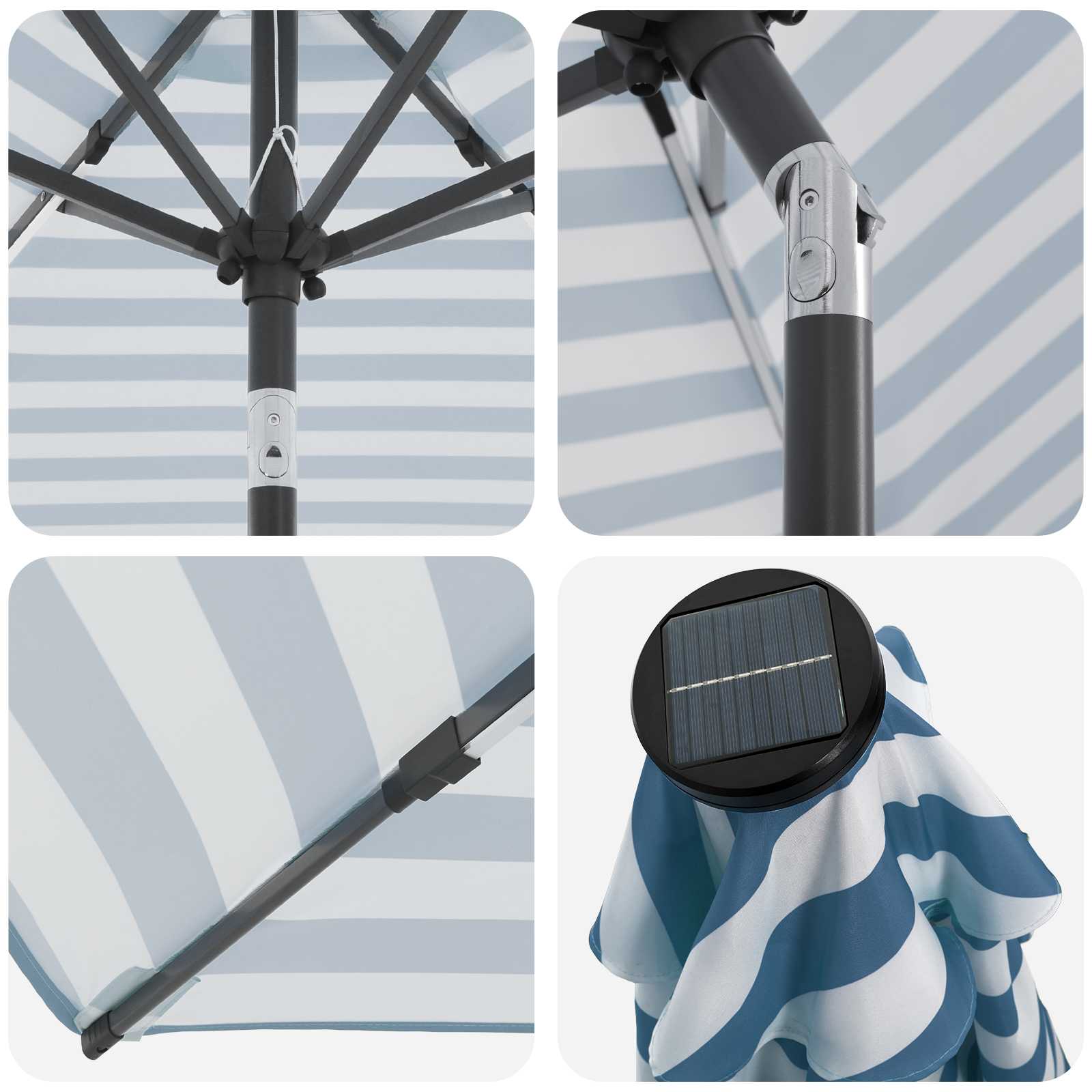 vidaXL Garden Parasol with LED Lights and Base 300 x 300 cm Polyester 6