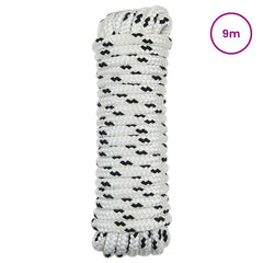 vidaXL Boat Rope 12 mm 9 m White and Black Polyester 2