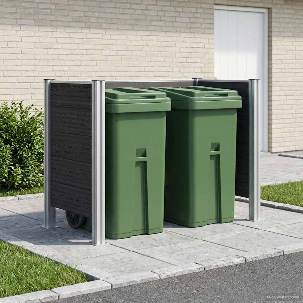 Garbage Bin Fence 85 x 85 x 115 cm Aluminium and WPC Grey 161 cm U shape