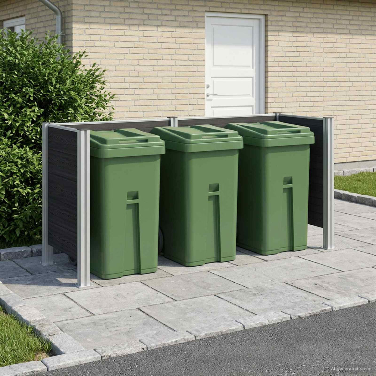 Garbage Bin Fence 85 x 85 x 115 cm Aluminium and WPC Grey 237 cm U shape