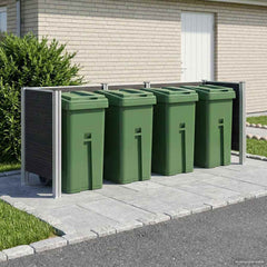 Garbage Bin Fence 85 x 85 x 115 cm Aluminium and WPC Grey 315 cm U shape