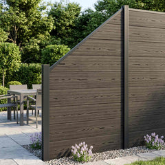 Fence Panel WPC 175x186 cm Black 1 slanted section (dark grey post)