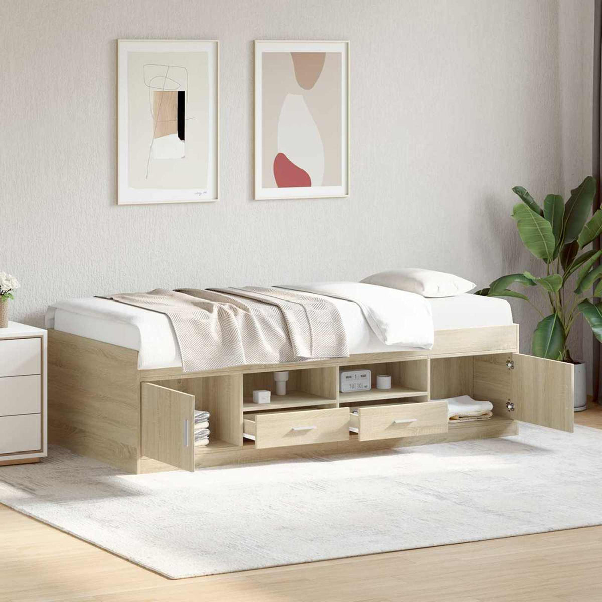 Daybed with Drawers without Mattress Length 200 cm Sonoma oak 80 cm