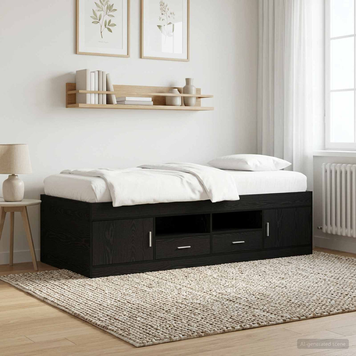 Daybed with Drawers without Mattress Length 200 cm Black oak 80 cm