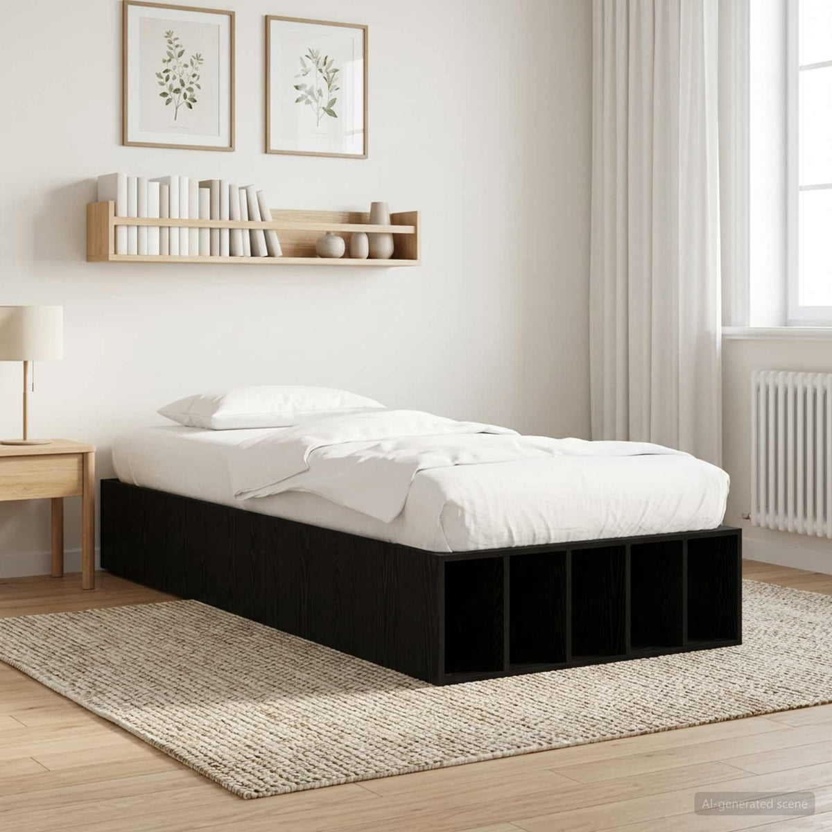 Bed Frame with Storage 80 x 200 cm Engineered Wood Black oak