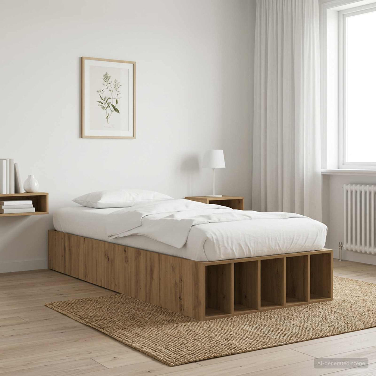 Bed Frame with Storage 80 x 200 cm Engineered Wood Artisan oak